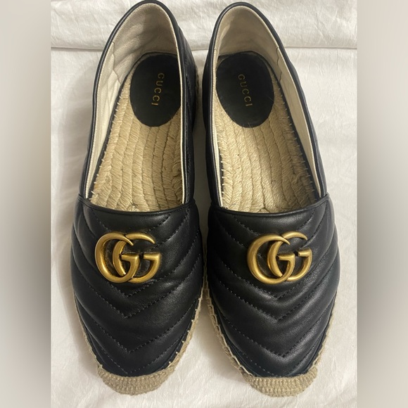 Leather espadrille with double G - Picture 2 of 7